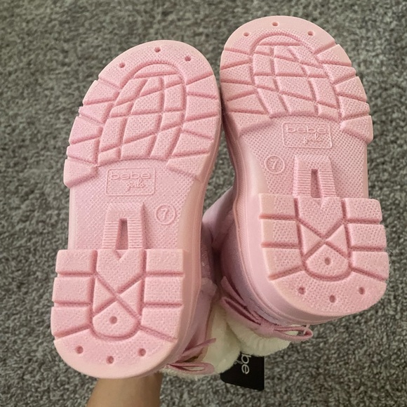 bebe kids faux fur trim boot pink New - Picture 8 of 10